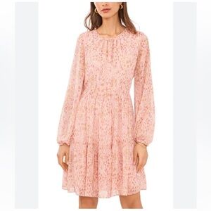 Halogen | Sheer Sleeve Midi Dress